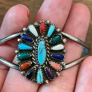 Zuni sterling silver multi stone cuff